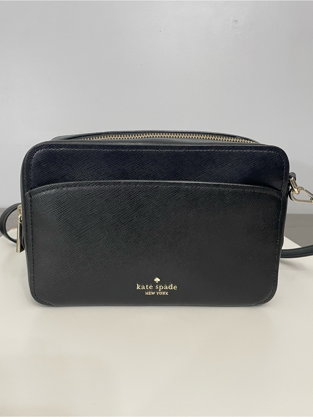 kate spade Black Saffiano Leather Messenger Crossbody